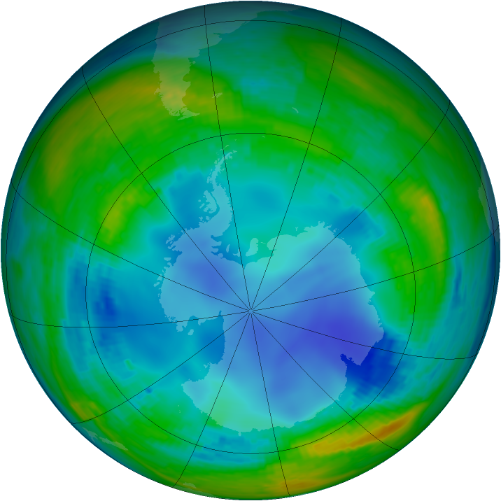 Antarctic ozone map for 04 August 1993